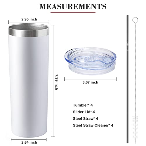 20 oz Skinny Tumblers with Lid and Straw (4 Count)