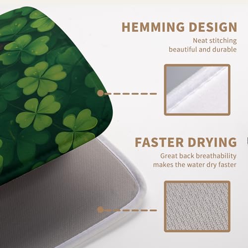 St Patricks Day Spring Shamrock Dish Drying Mats St Patrick's Day Dish Mat Cute Cat Drying Matt Dishes Dryer Pad for Kitchen Counter Absorbent Microfiber Washable Foldable Reusable 18x24 in