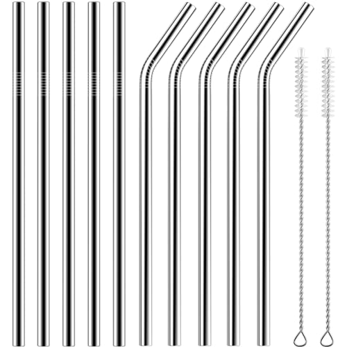 Set of 10 Stainless Steel Straws (12 Count)