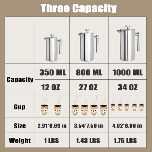 304 Stainless Steel French Press 12oz