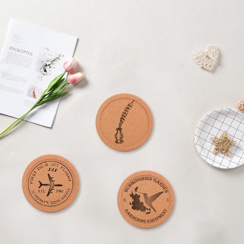 60 Pack 4 Inch Round Cork Coasters with Lip