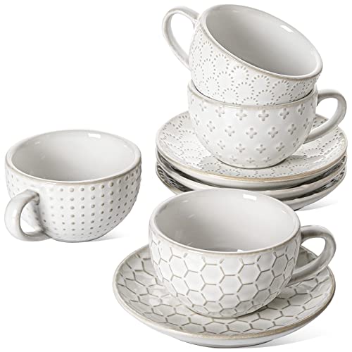 6 oz Cappuccino Cups with Saucers (4 Count)