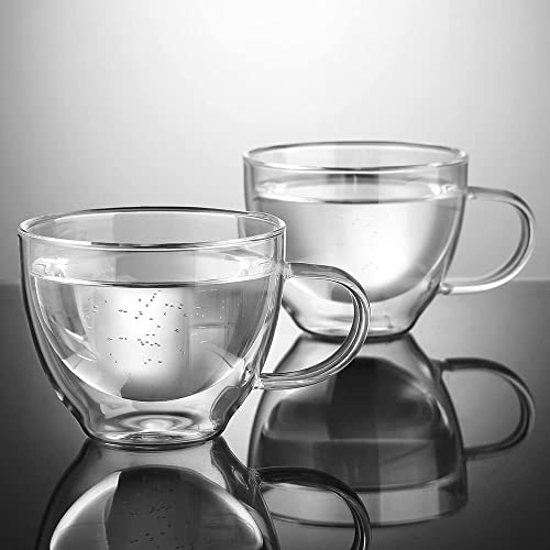 Double Walled Glass Coffee Mug 12 oz Latte Cappuccino Cups Set of 2 (2 Count)