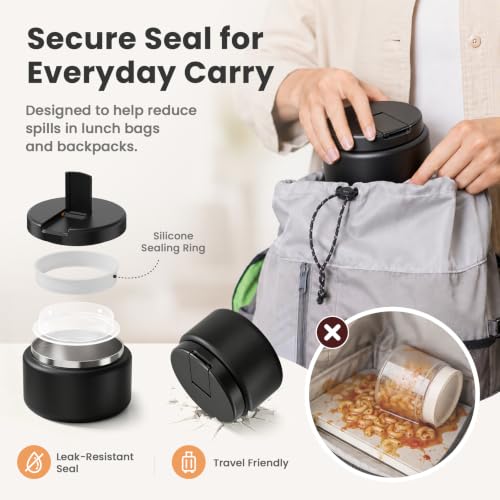 13.5oz Soup Thermo for Hot Food Kids with Buckle Lid Insulated Vacuum Food Jar Wide Mouth Leakproof Stainless Steel Lunch Container