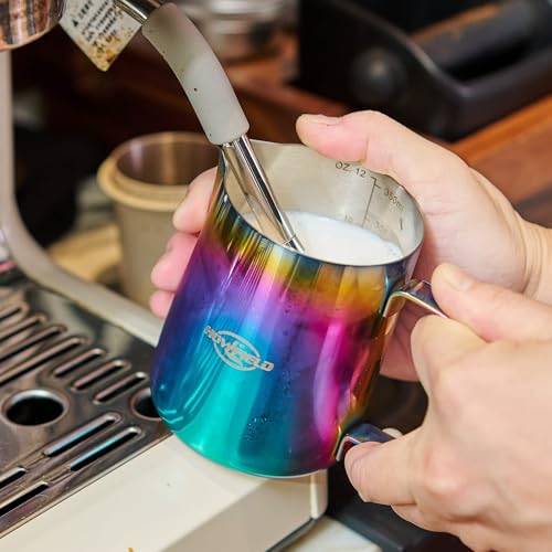 Milk Frothing Pitcher 12oz Stainless Steel for Cappuccino Latte Art
