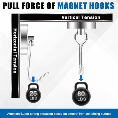 Magnetic Hooks Magnet Hook for Cruise Cabins Fridge 80LBS 6Pack (6 Count)