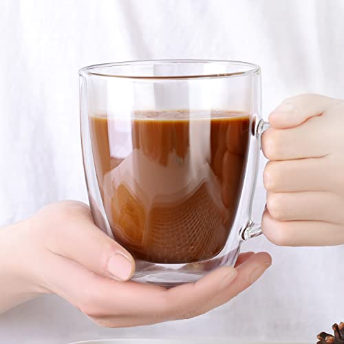 Large Double Wall Glass Coffee Mug 17 oz (2 Count)
