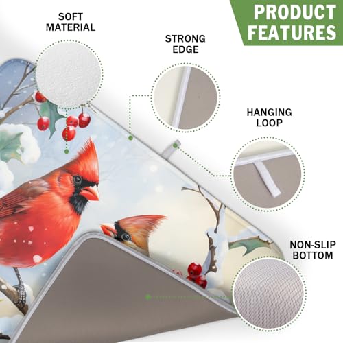 Winter Cardinal Birds Dish Drying Mat
