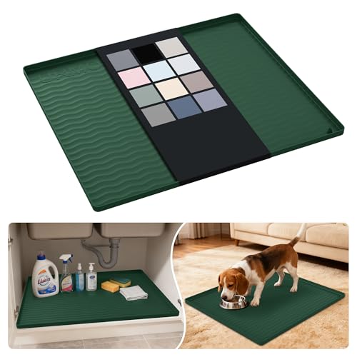 Waterproof Silicone Under Sink Mat 25'' x 22'' Shelf Liner for Kitchen and Bathroom