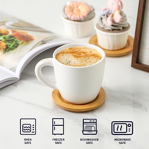 8 oz Cappuccino Cups with Saucers set of 6 (6 Count)