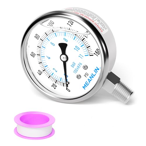 0~160Psi Liquid Filled Pressure Gauge Stainless Steel with 316 Stainless Steel Joint 1