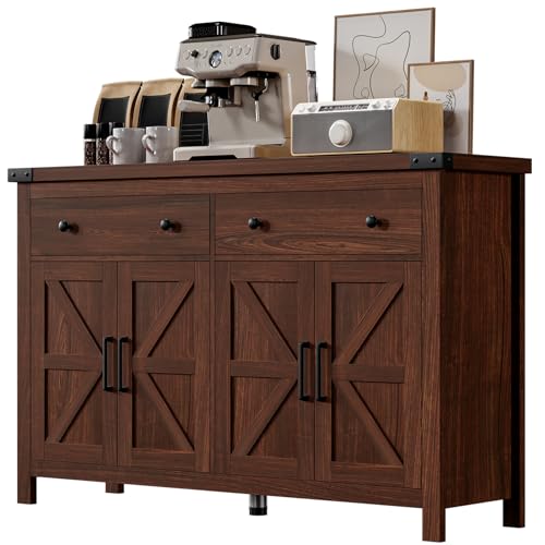 Buffet Cabinet with Storage Farmhouse with 4 Doors and 2 Drawers