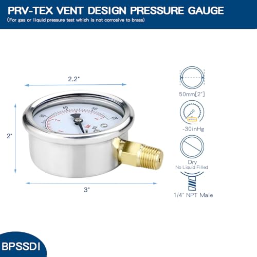 30inHg Vacuum Pressure Gauge