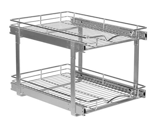 2-Tier Pull-Out Cabinet Organizer for Kitchen, 20" W x 21”D x 16.5" H