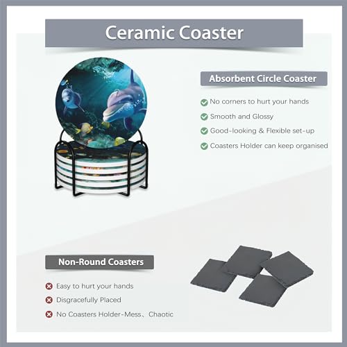 6 Pcs Coasters for Drinks with Holder