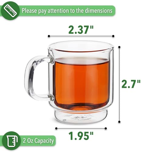 BTaT Double Walled Stackable Espresso Cups (6 Count)