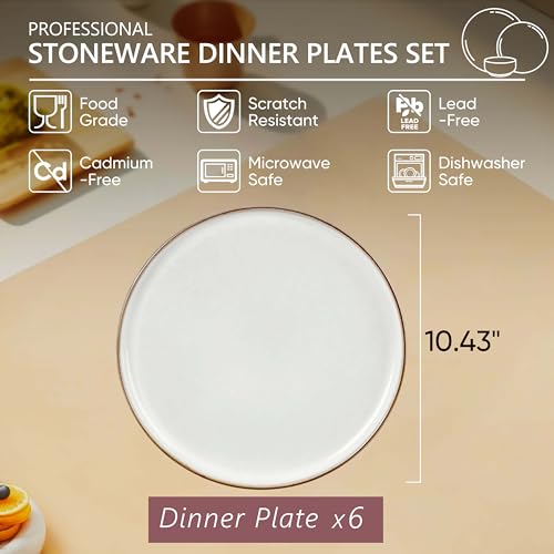 Ceramic 10.43 Inch Dinner Plates Set of 6