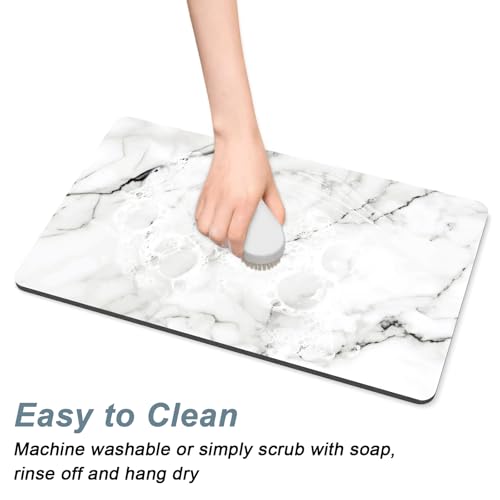 Coffee Mat 12" x 19" Cute Marble Style Coffee Bar Mats for Espresso Machine Station Accessories and Organizer
