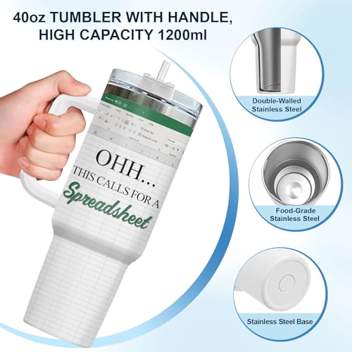 Spreadsheet Funny Office 40 oz Tumbler with Handle