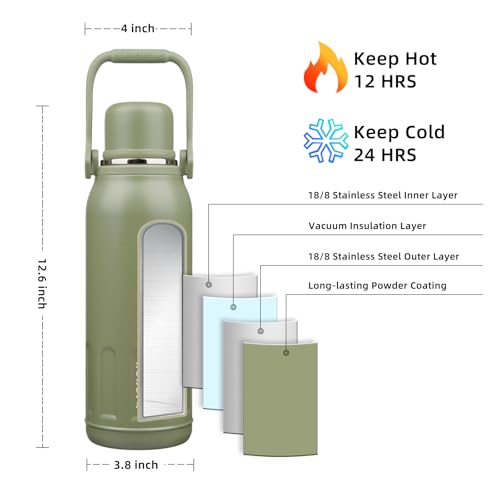 Stainless Steel Insulated Bottle with Handle & Strap