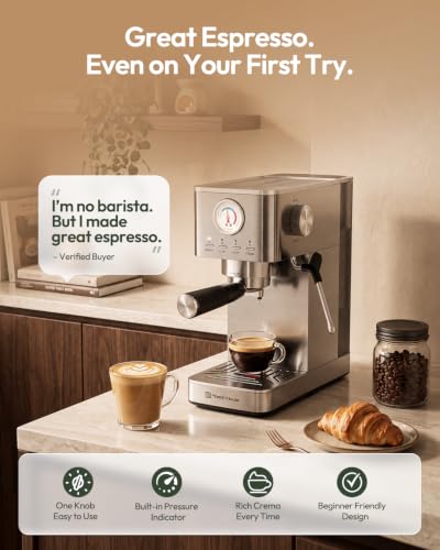 Slim Espresso Machine with Milk Frother
