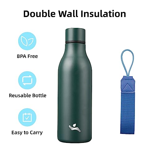 18 oz Insulated Stainless Steel Metal Water Bottle with Strap
