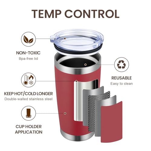 20oz Tumbler 8 Pack Double Wall Vacuum Insulated Travel Mug Bulk (8 Count)