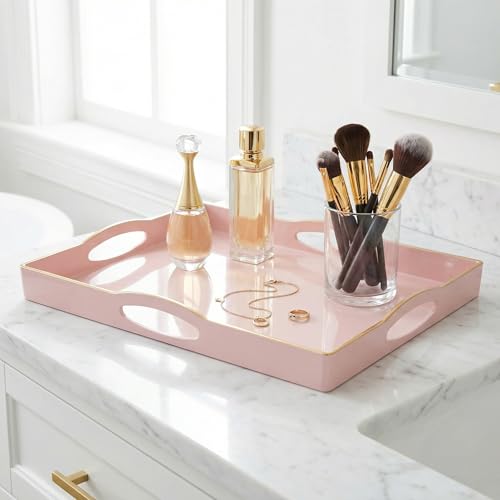 Pink Serving Tray with 4 Handles
