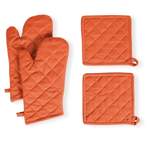 4 Piece Set 2 Oven Mitts & 2 Potholders (4 Count)