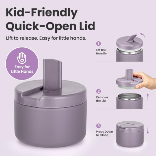 12oz Insulated Vacuum Food Jar with Buckle Lid Wide Mouth Soup Thermo for Hot Food Kids Leakproof Stainless Steel Lunch Container