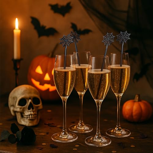 30 Pcs Halloween Swizzle Sticks Spider Web Fall Drink Stirrers