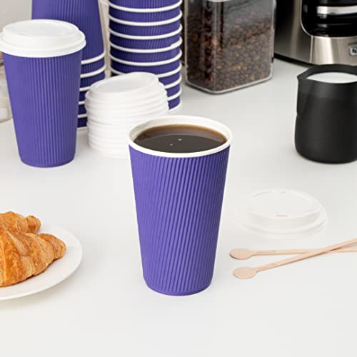 Ripple Wall Coffee Cups 25 Count 16 Ounce Insulated Royal Purple Paper Cups