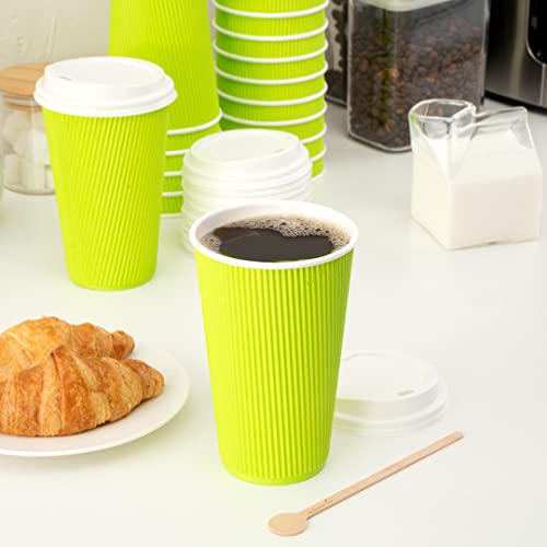 Ripple Wall Coffee Cups 25 Count 16 Ounce Insulated Eco Green Paper Cups