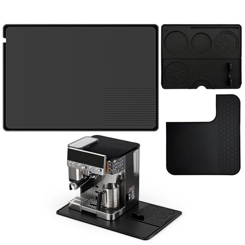 3-in-1 Silicone Mat Set for Ninja Luxe Cafe ES601 & ES701 Espresso Machine– Top Mat, Bottom Sliding Mat & Tamping Station Pad, Full Protection Non-Slip Coffee Machine Accessories (Black) (3 Count)