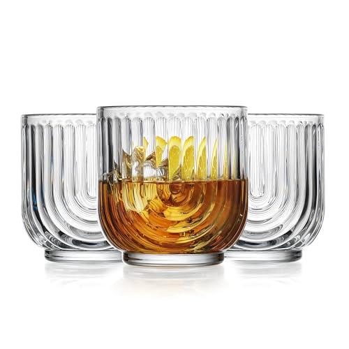 Vintage Glassware Art Deco Glasse Ribbed Drinking Glasses U (4 Count)