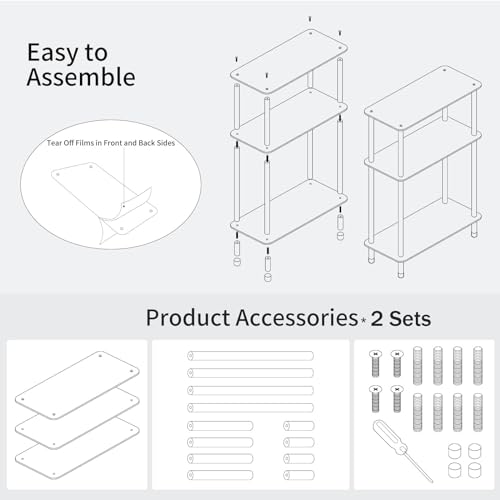 Clear Acrylic Narrow Side Table Set of 2 for Small Spaces (2 Count)