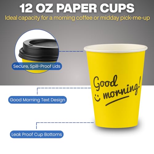 Disposable Coffee Cups with Lids (50 Count)