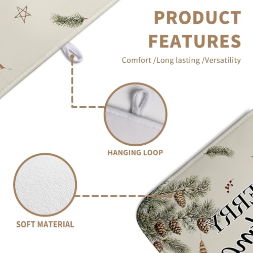 Merry Christmas Dish Drying Mats Winter Xmas Tree Dish Mat Snowflake Drying Matt Dishes Dryer Pad for Kitchen Counter Absorbent Microfiber Washable Foldable Reusable 18x24 in