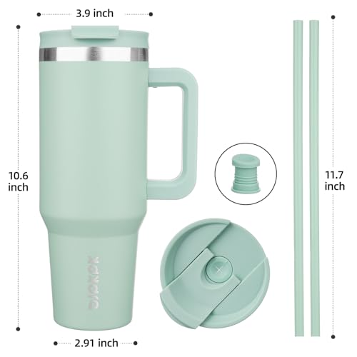 40 oz Insulated Tumbler with Handle & Straw