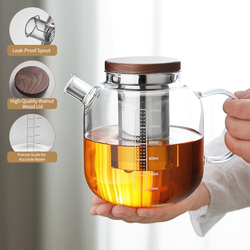 Glass Teapot With Stainless Steel Infuser 1200ml