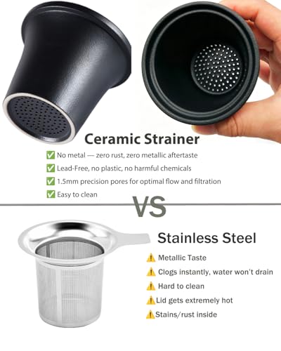 15 oz Ceramic Tea Infuser Cup with Lid
