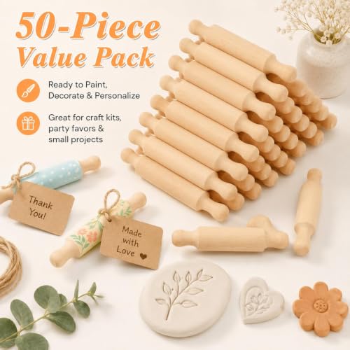 50Pcs Mini Rolling Pin (50 Count)