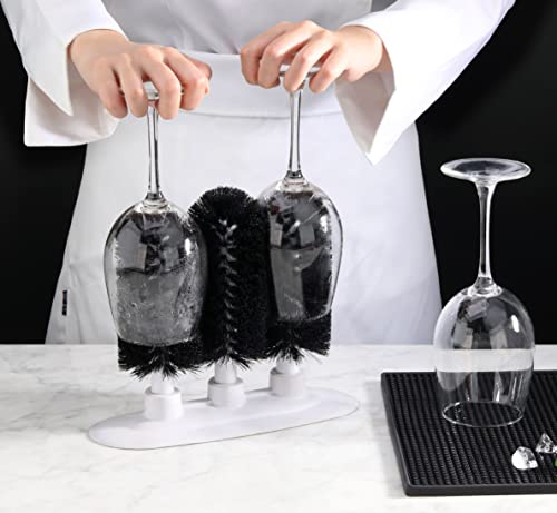 Triple Brush Bar Glass Washer with 3 Brushes and Suction Base