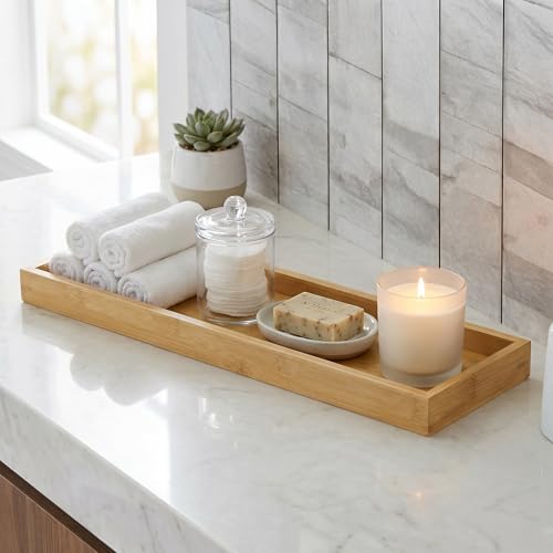 Natural Bamboo Serving Tray Platter 19.1 x 5.25 Rectangular