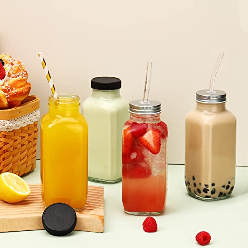 10pcs 16oz Glass Juice Bottles with Lids (10 Count)