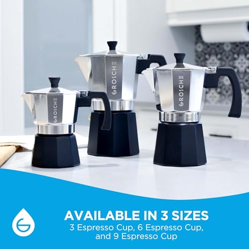 Milano Stovetop Espresso Maker Moka Pot 6 espresso Cup Tuxedo Black