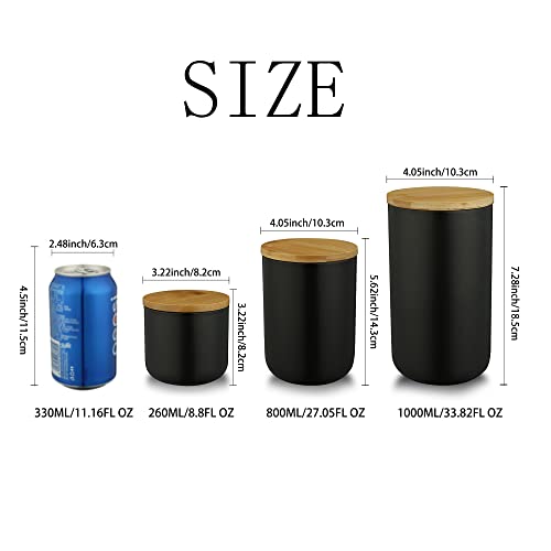 Ceramic Food Storage Jar Canister Modern Design Food Canisters with Airtight Seal Bamboo Lid