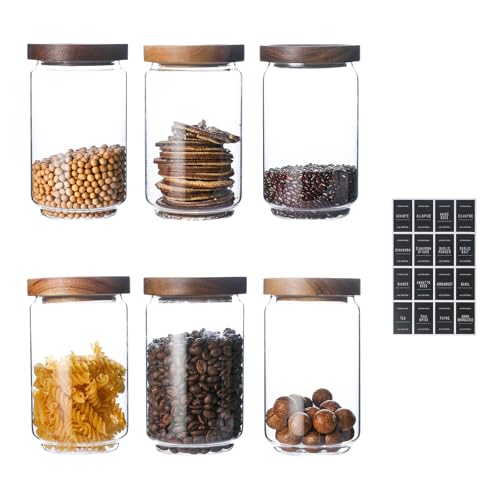 25 OZ Glass Jars 6 Pack with 112 Labels (6 Count)