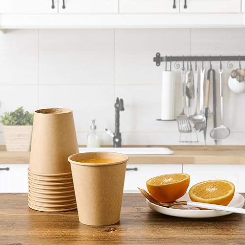 100 Pack 10 oz Kraft Paper Coffee Cups