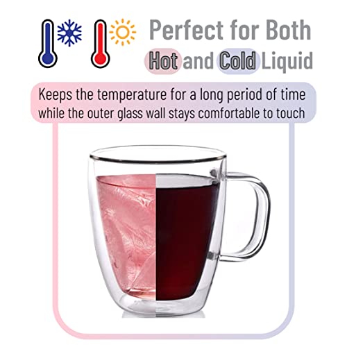 BTaT Double Walled Glass Coffee Mugs (4 Count)